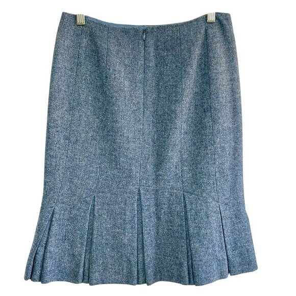 Talbots 100% Wool Blue Pleated Lined A-Line Skirt Preppy Office Size 2 Petite - Picture 4 of 12